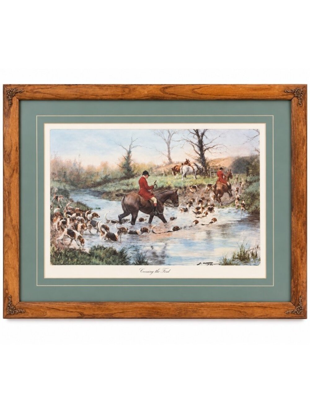 Crossing The Ford British Equestrian Framed Print by George Wright 28x22 Framed